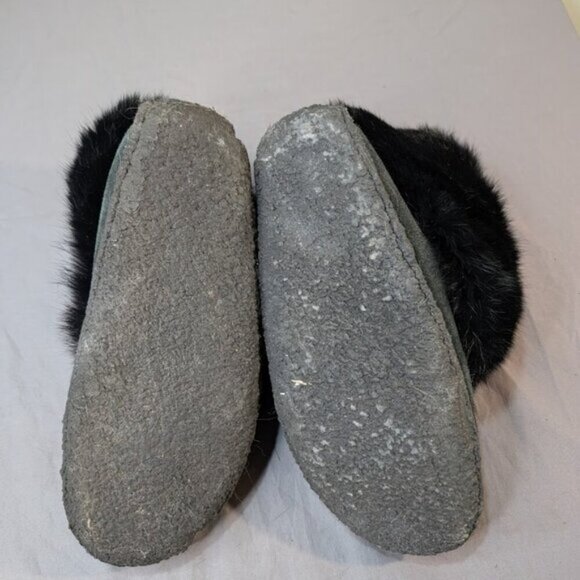 Women's Tsar 8" Black Rabbit Fur Moccasin Boots - Picture 8 of 9
